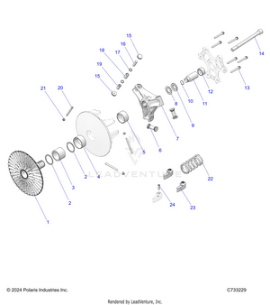 Drive Train, Primary Clutch - R25rry99as/bs/al/bl/ap/bp/a9/b9/af/bf/ak/bk (c733229) Schematic