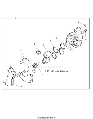Brakes, Rear Caliper - R16rge99a7/ae/av (49rgrcaliperrr14rzr1000) Schematic