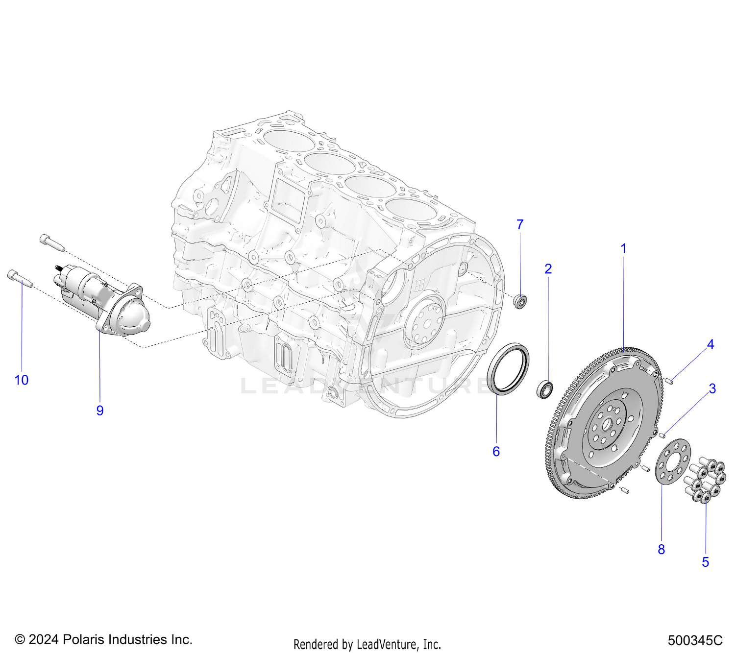 ENGINE, FLYWHEEL AND STARTER - T26AATGD/HD (500345C)