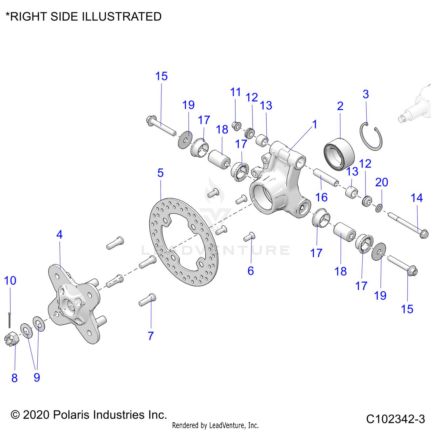 SUSPENSION, REAR HUB, CARRIER and BRAKE DISC - A26SLZ95AF (C102342-3)
