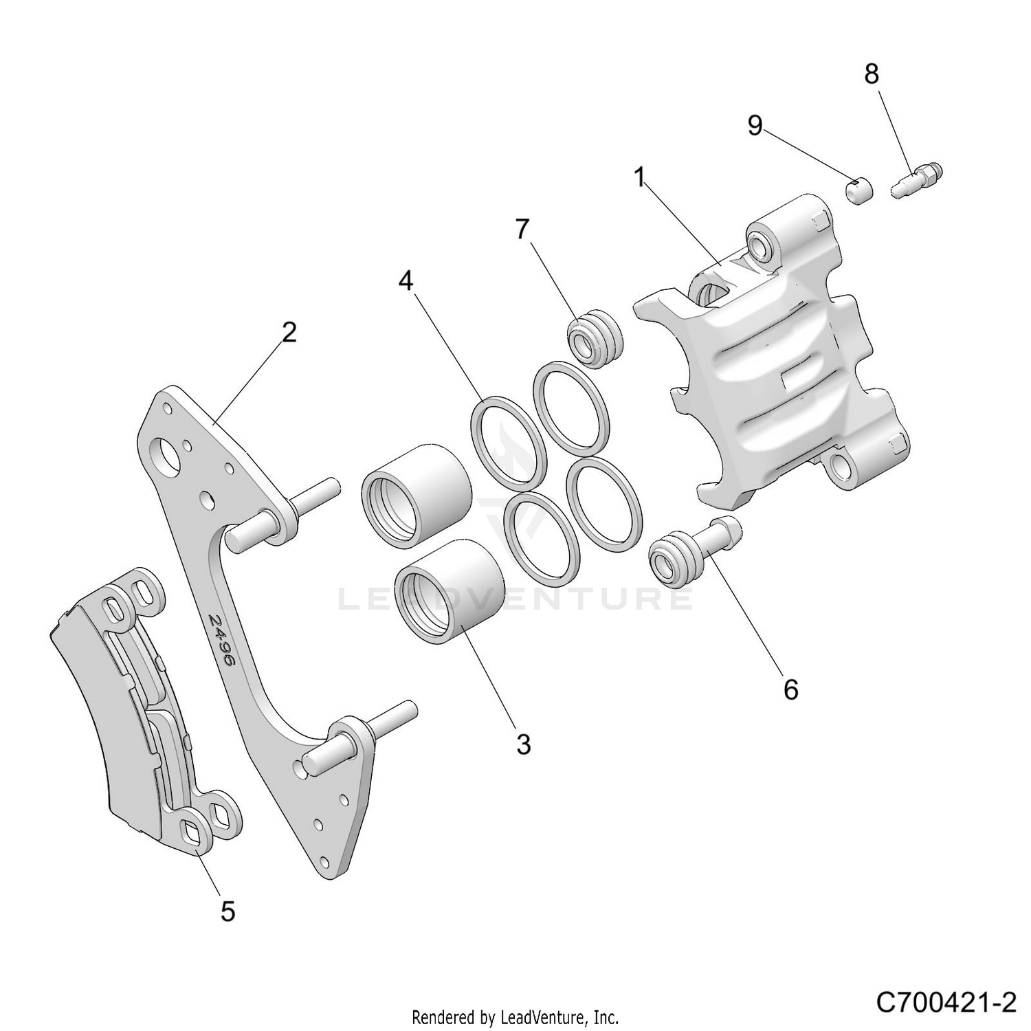BRAKES, CALIPER, FRONT - D21BBP99A4/B4/FP99A4 (C700421-2)
