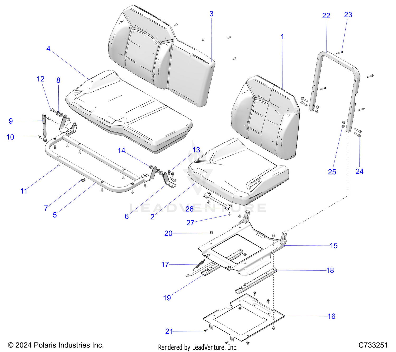 BODY, SEAT ASSEMBLY & SLIDER - R26RRY99A9/AF/AH/AB/AS/B9/BH/BB/BS (C733251)