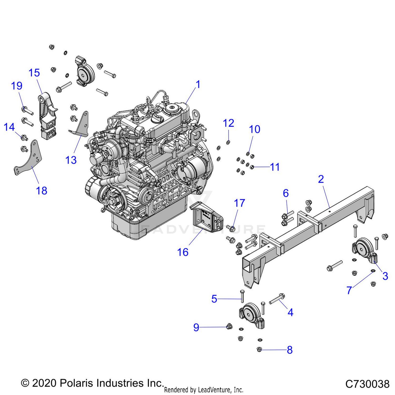 ENGINE, MOUNTING & LONG BLOCK - R24RRED4FA/DA/SD4CA/CK (C730038)