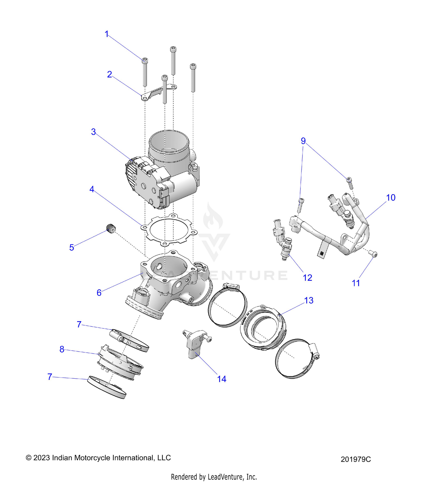 ENGINE, THROTTLE BODY/FUEL RAIL - N25SSB76/SSC76/SSD76/SSF76 (201979C)