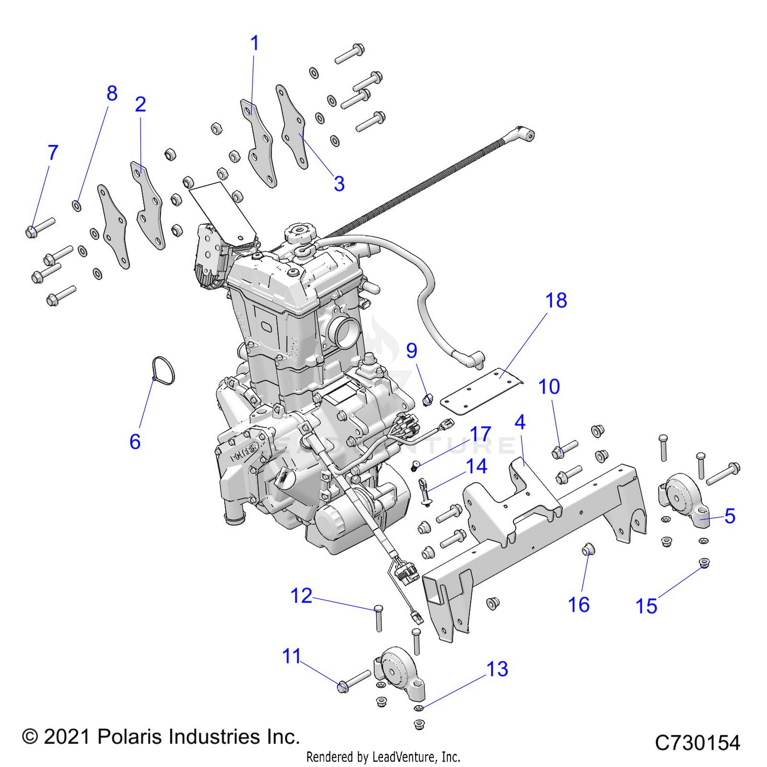 ENGINE, TRANSMISSION MOUNTING & LONG BLOCK  - R26MAU57CP/EP (C730154)