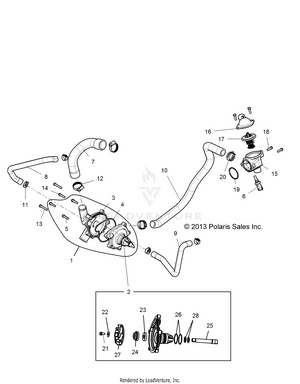 Engine, Waterpump And Bypass - Z16vde99fm/nm (49rgrwaterpump14rzr1000) Schematic