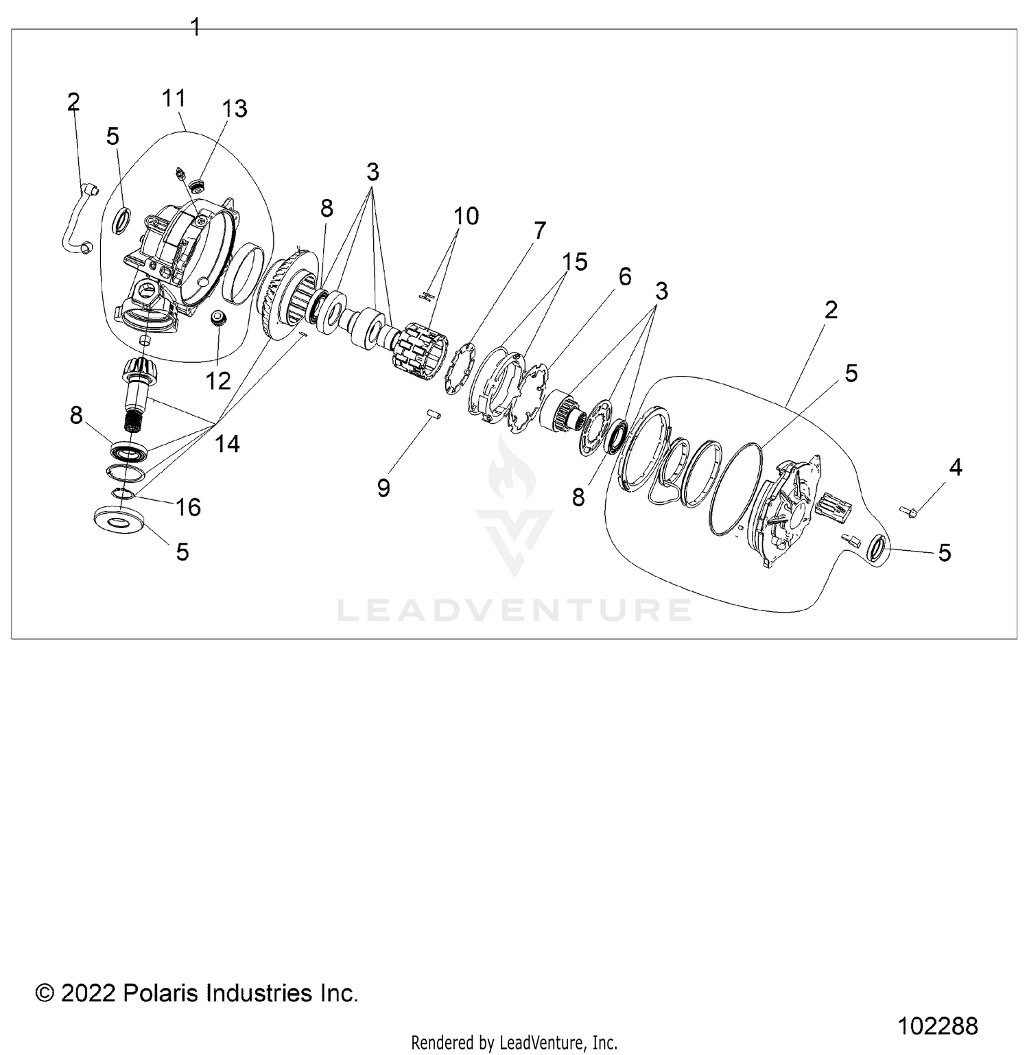 DRIVE TRAIN, FRONT GEARCASE - A26SHR57AG (102288)