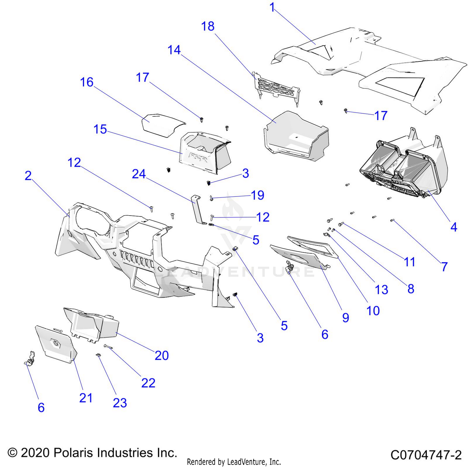 BODY, DASH AND GLOVEBOX - Z24A5E87A5 (C0704747-2)