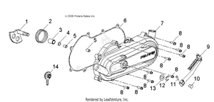 Engine, Clutch Cover And Kick Start - A09fa09aa/ab (49atvcrankcasecvrlh09sp90) Schematic