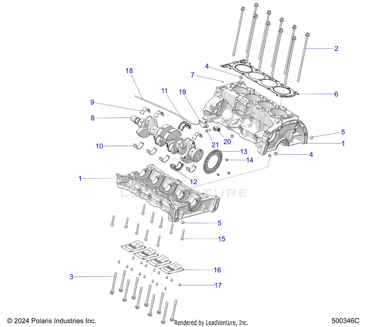 ENGINE, CYLINDER BLOCK AND CRANKSHAFT - T26AATGD/HD (500346C)