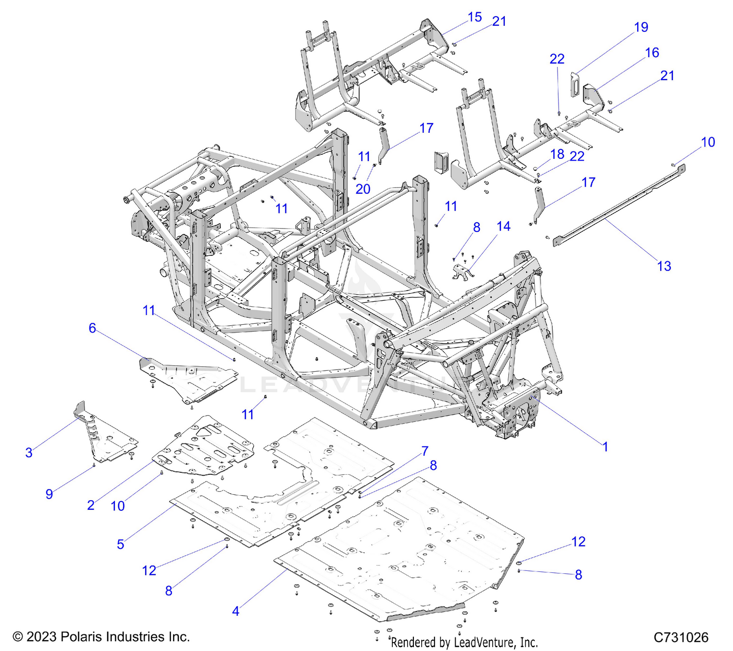 CHASSIS, MAIN FRAME & SKID PLATES - R26X6L1RBB/BJ (C731026)