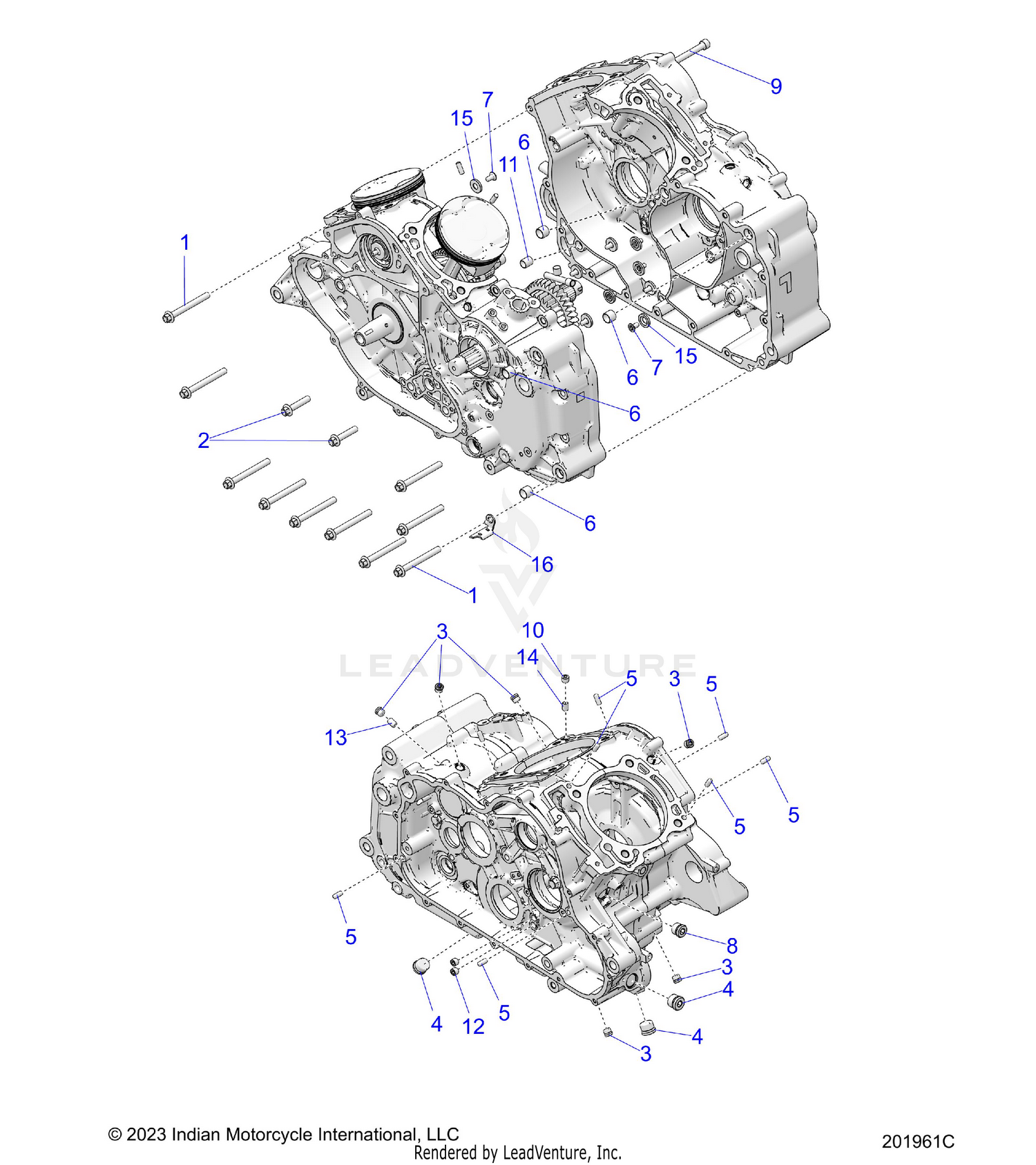 ENGINE, CRANKCASE ASM., PLUGS, DOWELS - N26SSB61/SSC61 (201961C)