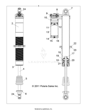 Suspension, Front Shock (7043795) - R12jt87ab/ad/as/aw/9eaw (49rgrshockfrt7043795) Schematic