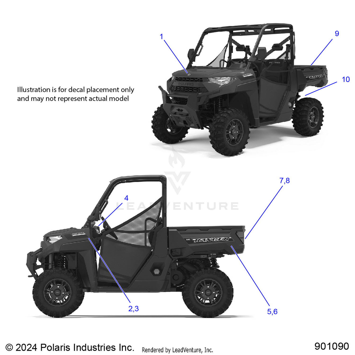 BODY, DECALS GRAPHICS - R24RRED4FA/DA/SD4CA/CK (901090)