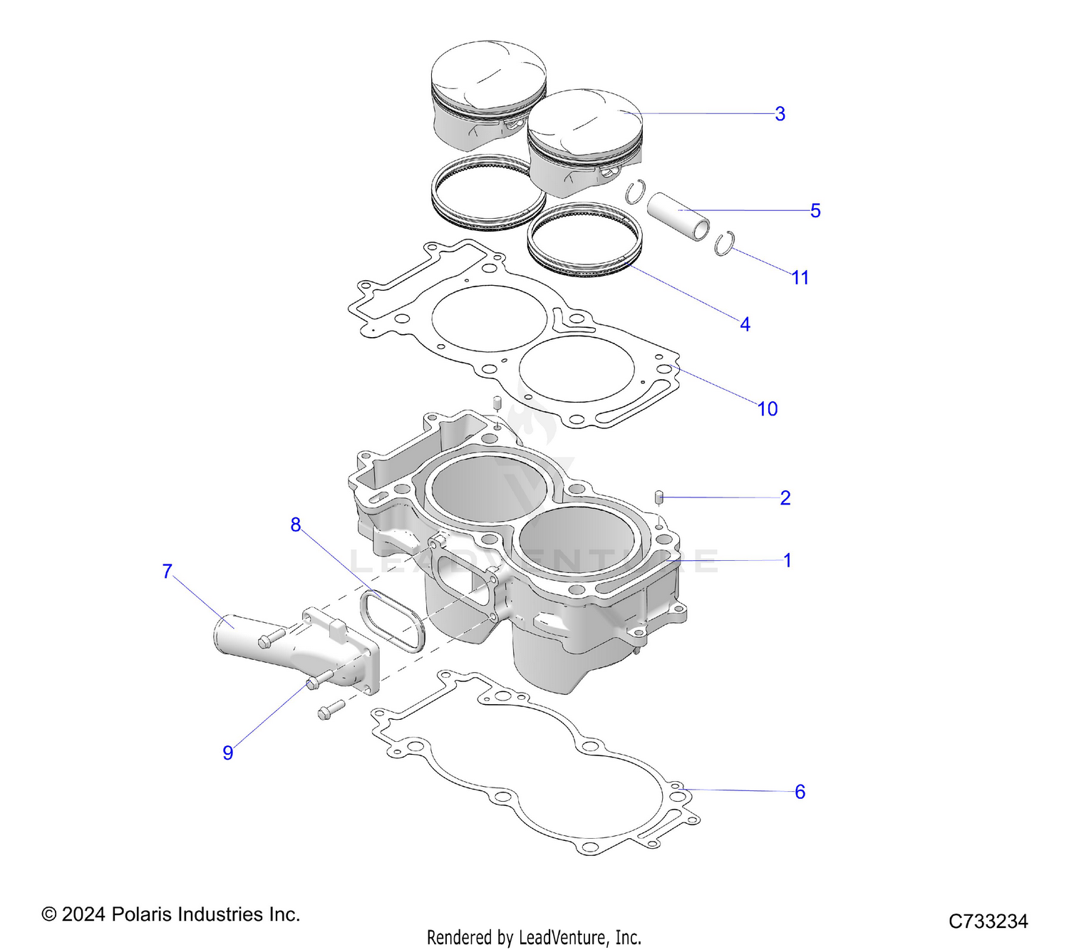ENGINE, CYLINDER & PISTON - R26RRE99A9/AF/AH/AB/AS/B9/BF/BH/BB/BS (C733234)