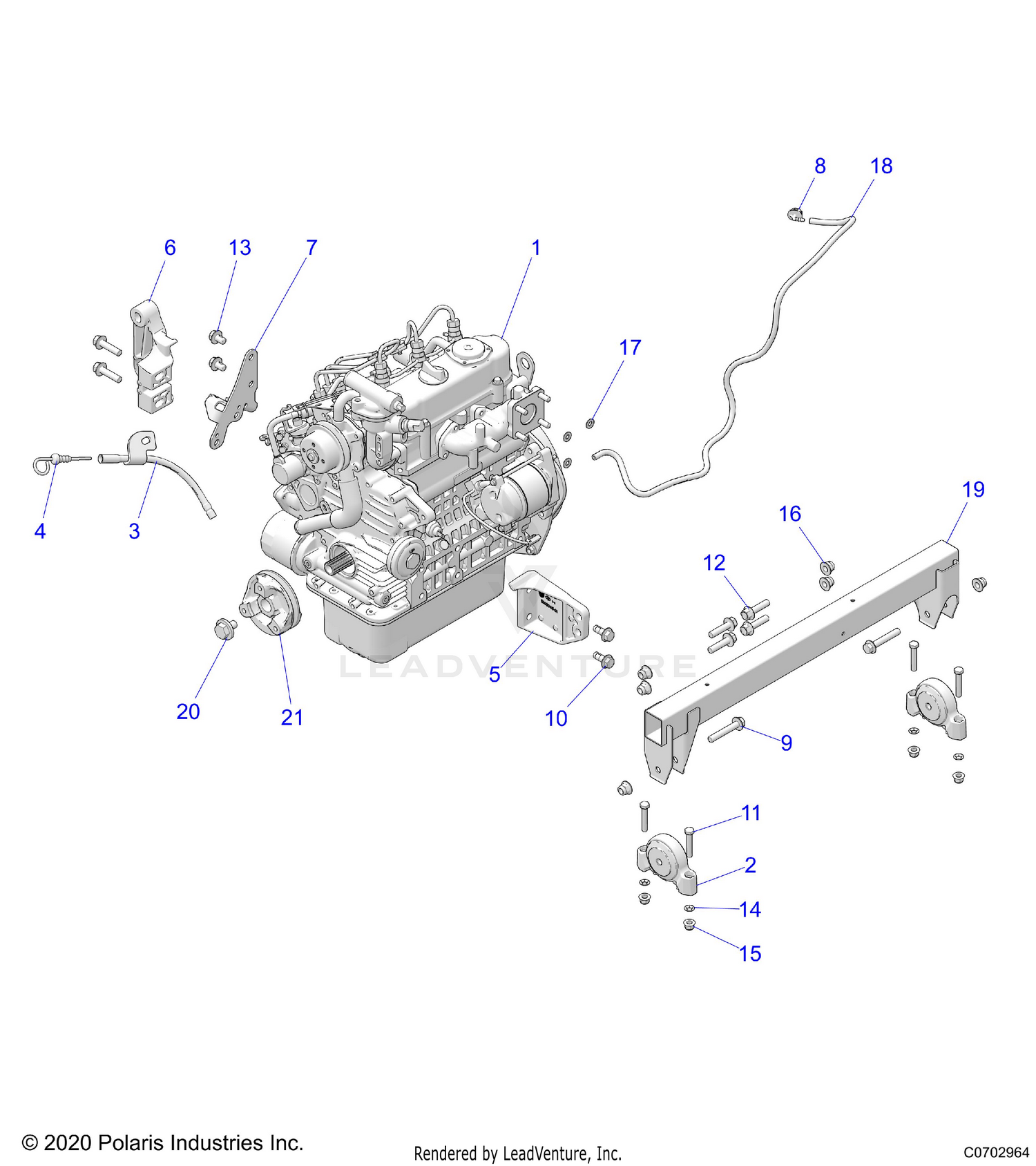 ENGINE, MOUNTING & LONG BLOCK - D21BBPD4B4 (C0702964)