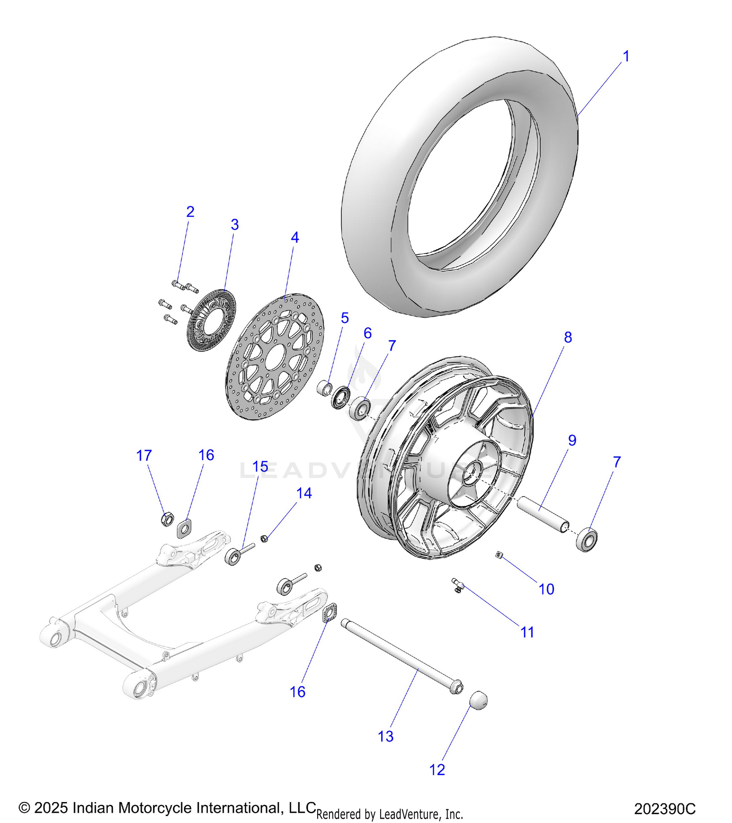 WHEEL, REAR - N26STC76/STD76 (202390C)