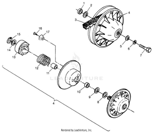 Driven Clutch Sport 400l W97ba38c And Trail Blazer W97ba25c (4940124012b014) Schematic