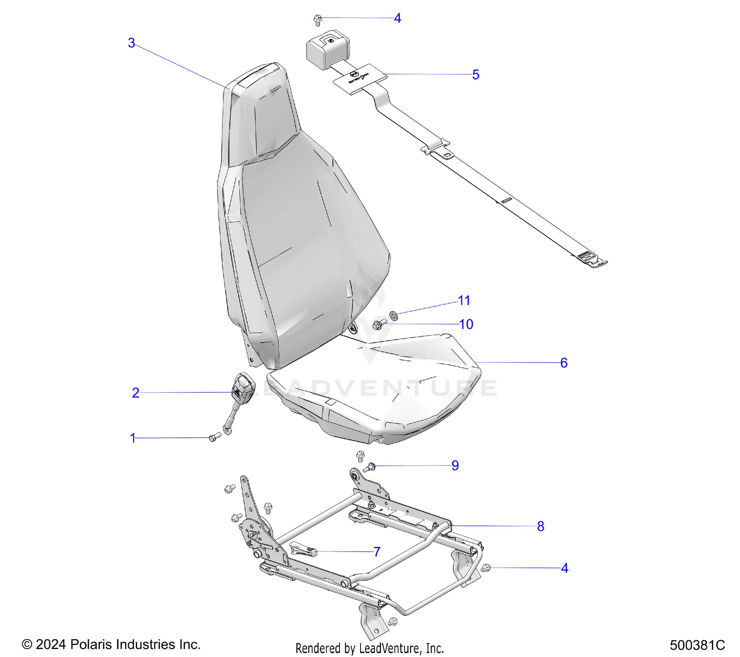 BODY, SEAT (PASSENGER) AND SEAT BELT MOUNTING - T26AAFGB/HB (500381C)