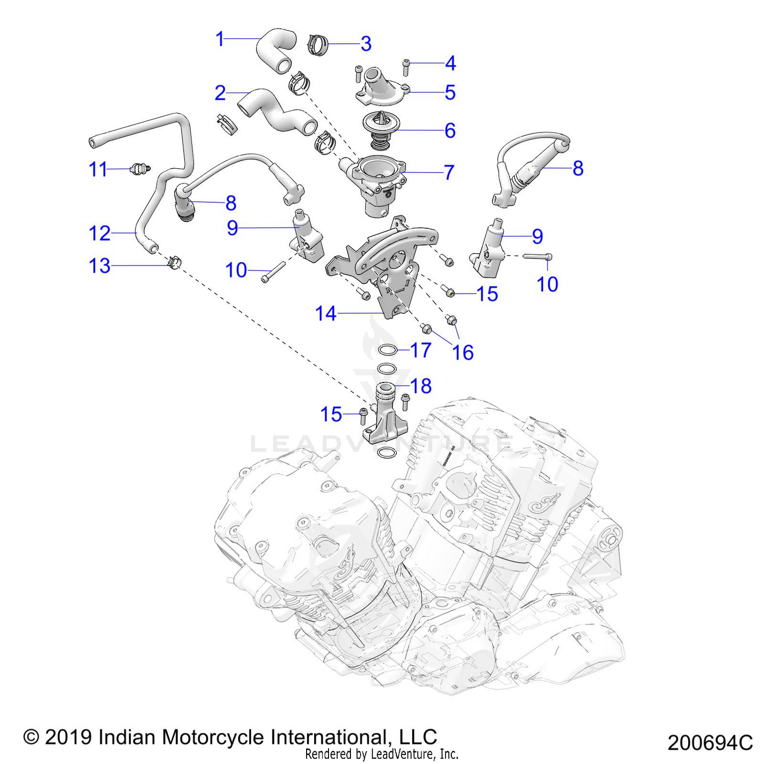 ENGINE, IGNITION, THERMOSTAT HOUSING ASM. - N26LG4SS/LG6SS ALL OPTIONS (200694C)