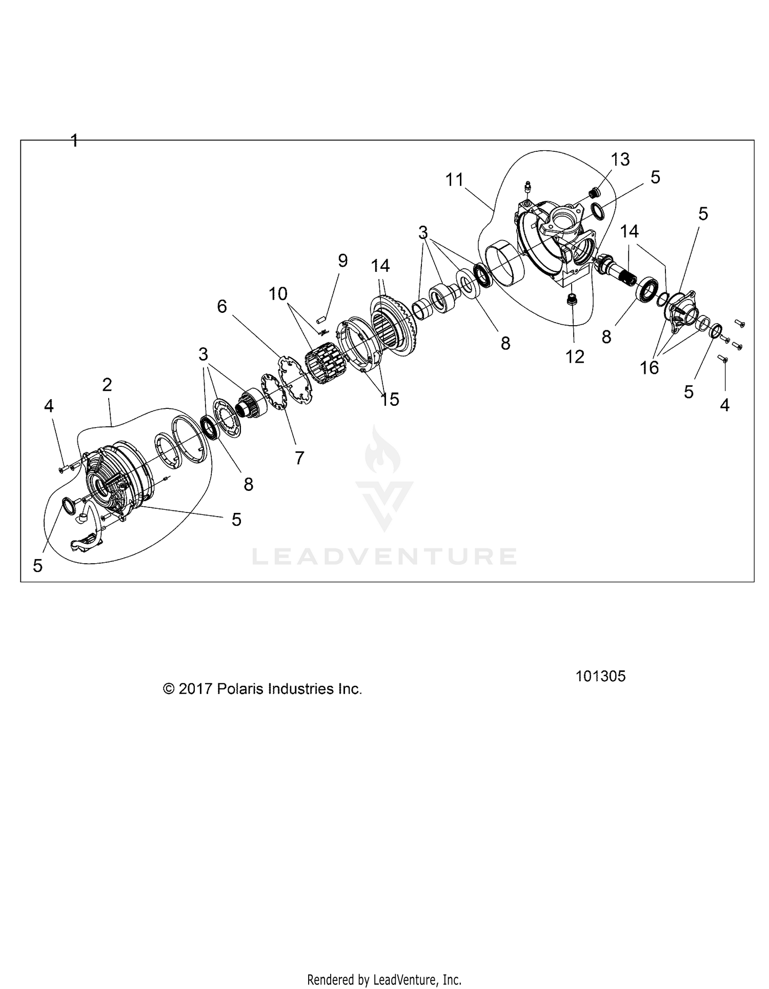 DRIVE TRAIN, FRONT GEARCASE INTERNALS - A26SXR95AG (101305)