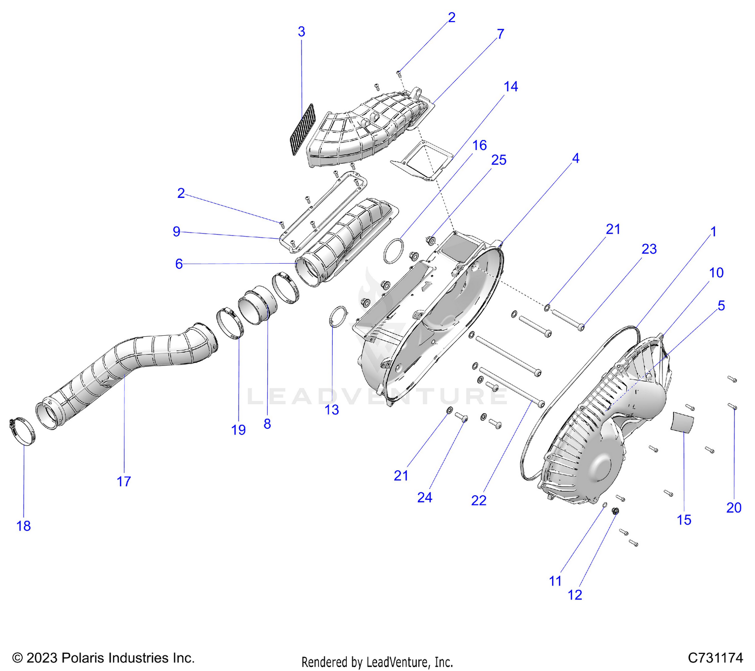 DRIVE TRAIN, CLUTCH COVER AND DUCTING - R26RRED4DB (C731174)