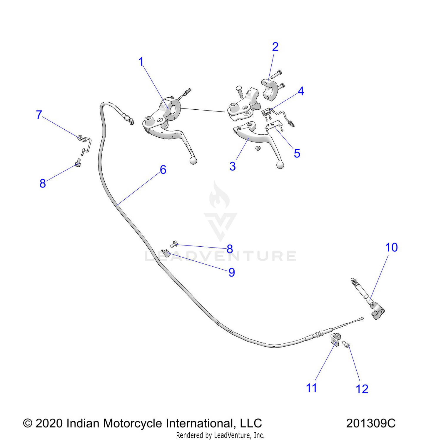 CONTROLS, CLUTCH LEVER and CABLE - N22DMBAG/DMCAG ALL OPTIONS (201309C)