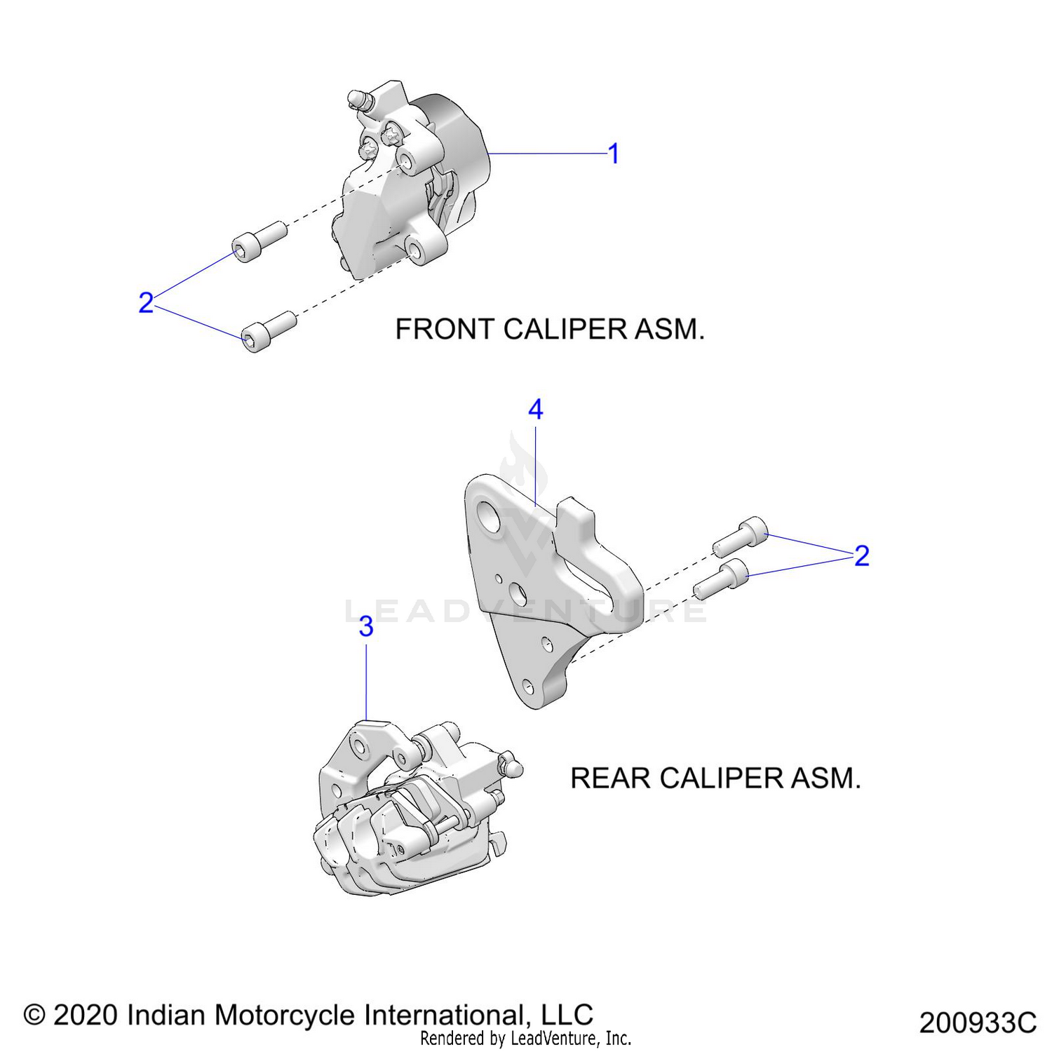 BRAKES, CALIPERS, FRONT and REAR - N22TCBAA ALL OPTIONS (200933C)