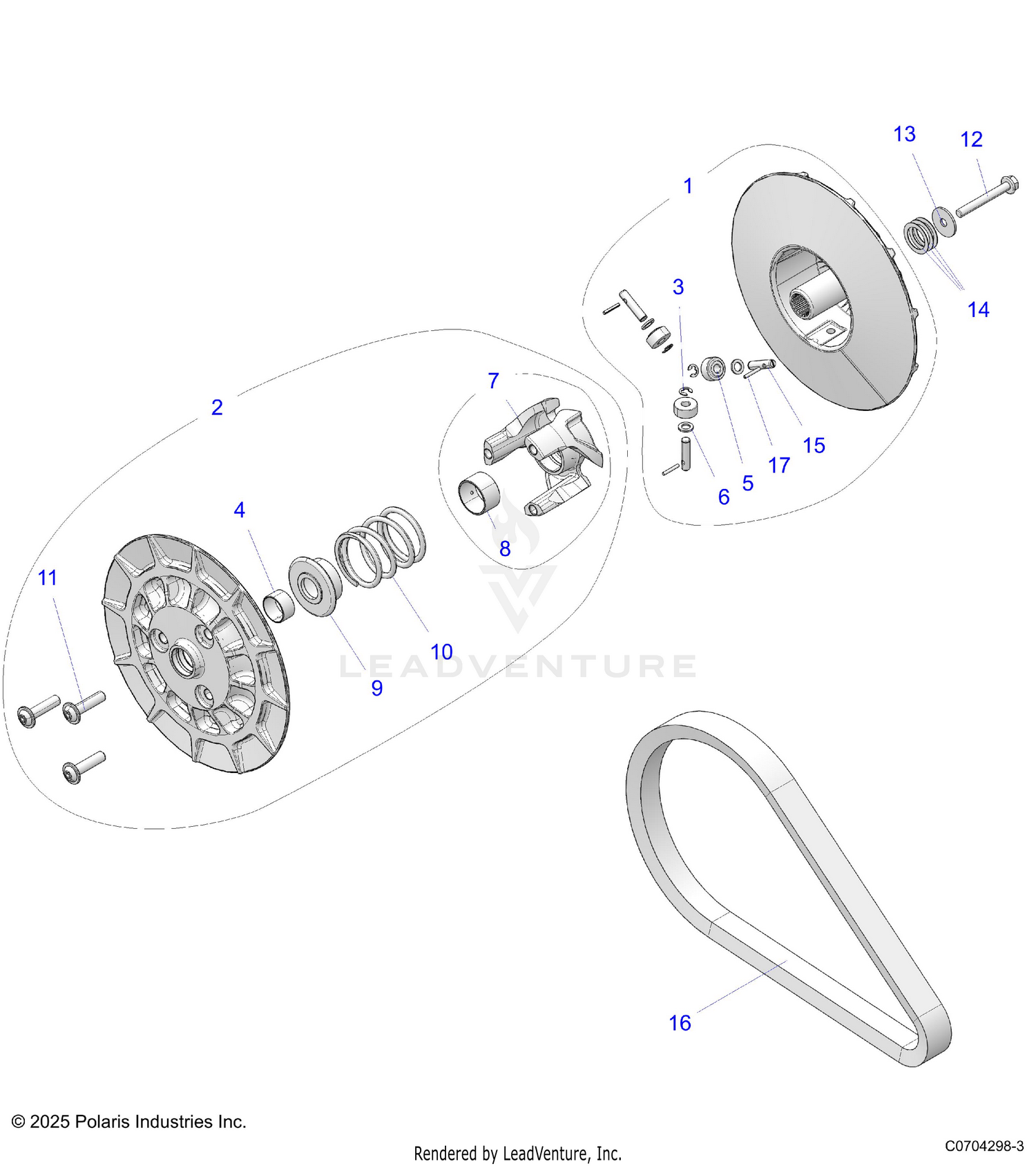 DRIVE TRAIN, SECONDARY CLUTCH - A26SDZ57AB (C0704298-3)