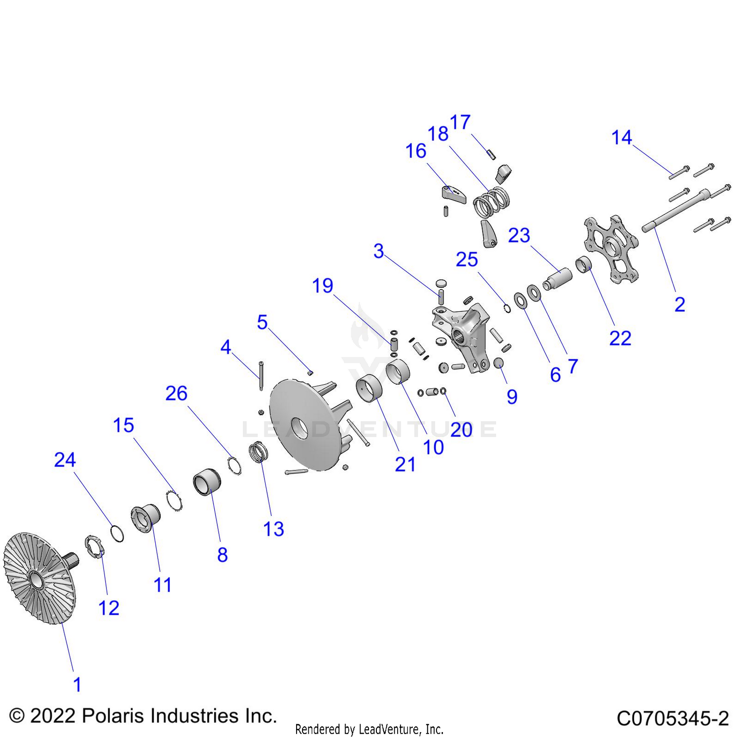 DRIVE TRAIN, PRIMARY CLUTCH - R26RRE99CN/C9/EN/E9 (C0705345-2)