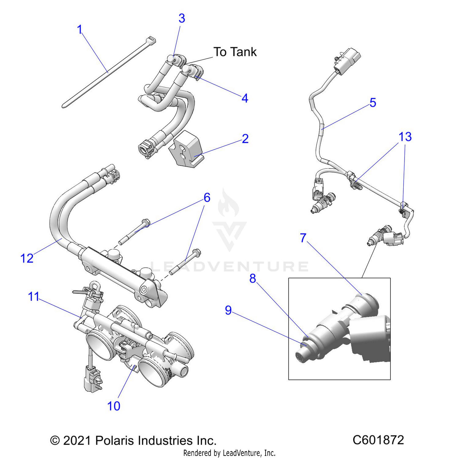 FUEL SYSTEM, RAIL, LINES and THROTTLE BODY - S22TLC8RS/8RE ALL OPTIONS (C601872)