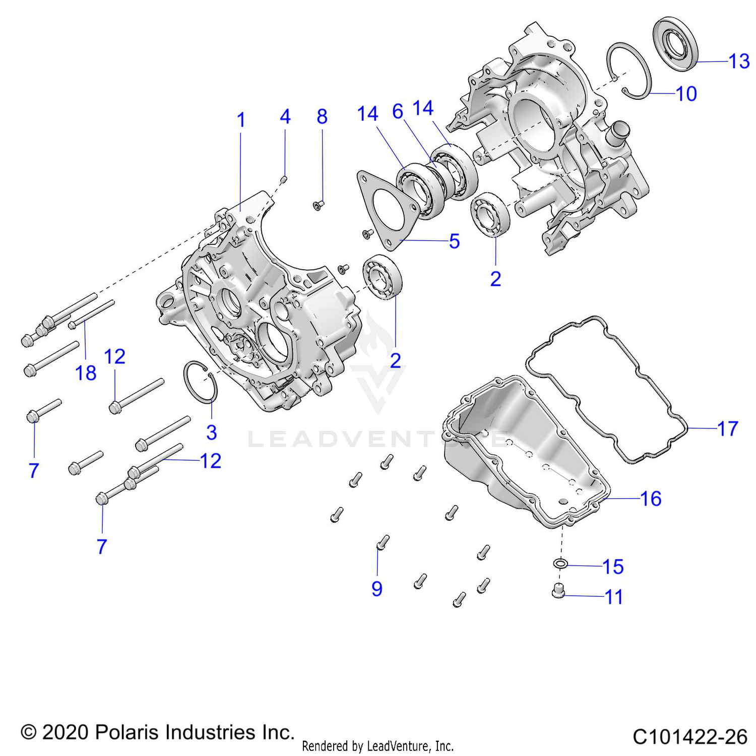 ENGINE, CRANKCASE - A26SEA50B1/B4 (C101422-26)