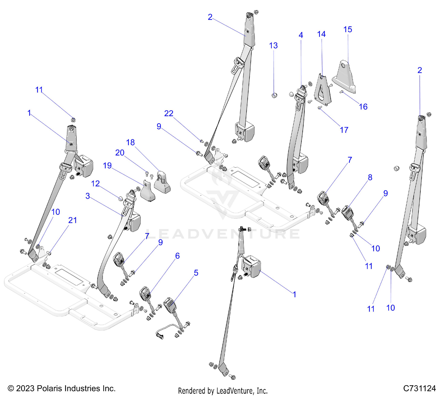 BODY, SEAT BELT ASSEMBLY - R26X6W1RB9/BB/BJ (C731124)