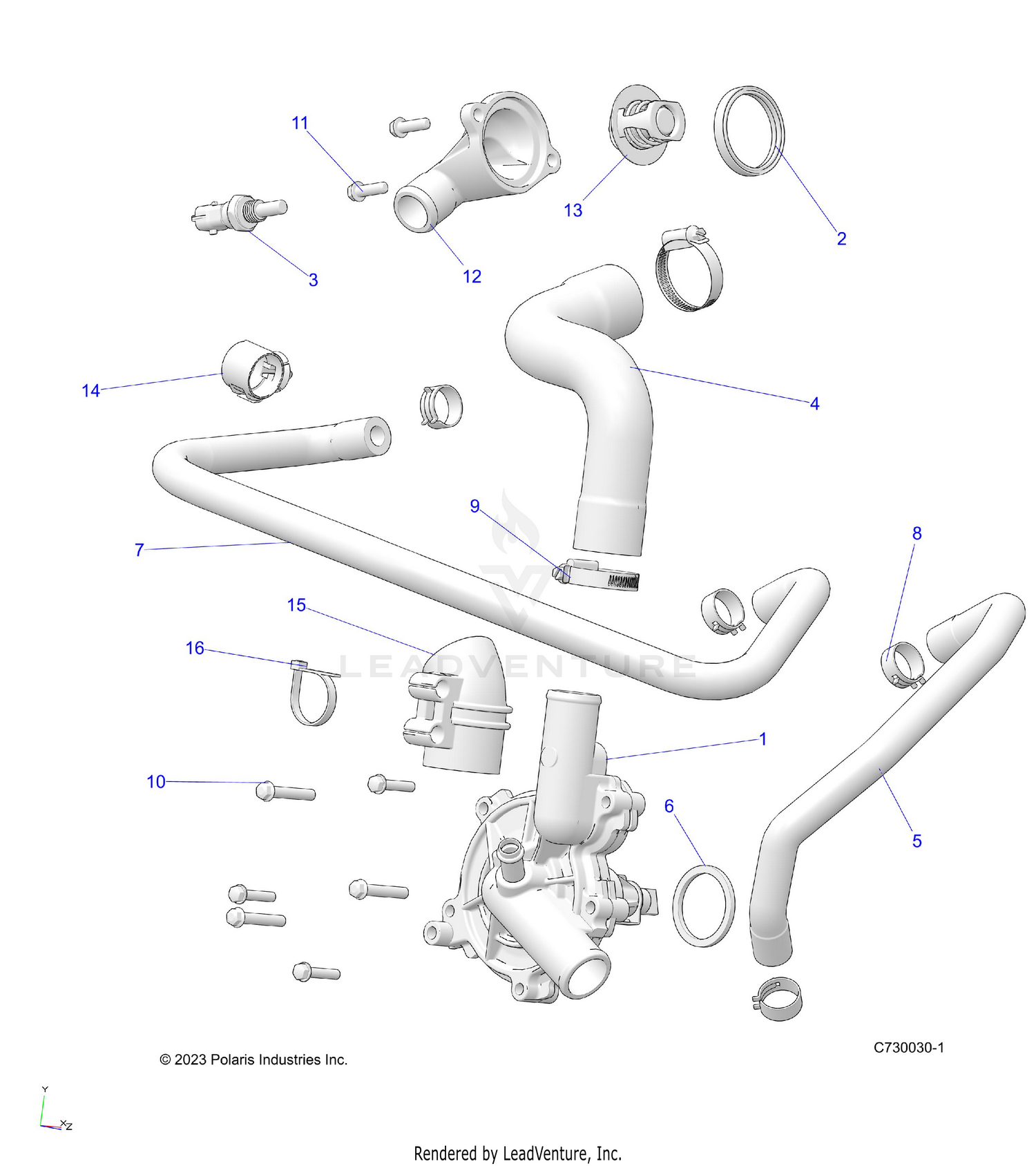 ENGINE, WATERPUMP AND BYPASS - R26RRE99CN/C9/EN/E9 (C730030-1)