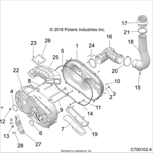Drive Train, Clutch Cover And Ducting - Z19vge99ak/aw/bk/bw (c700102-4) Schematic
