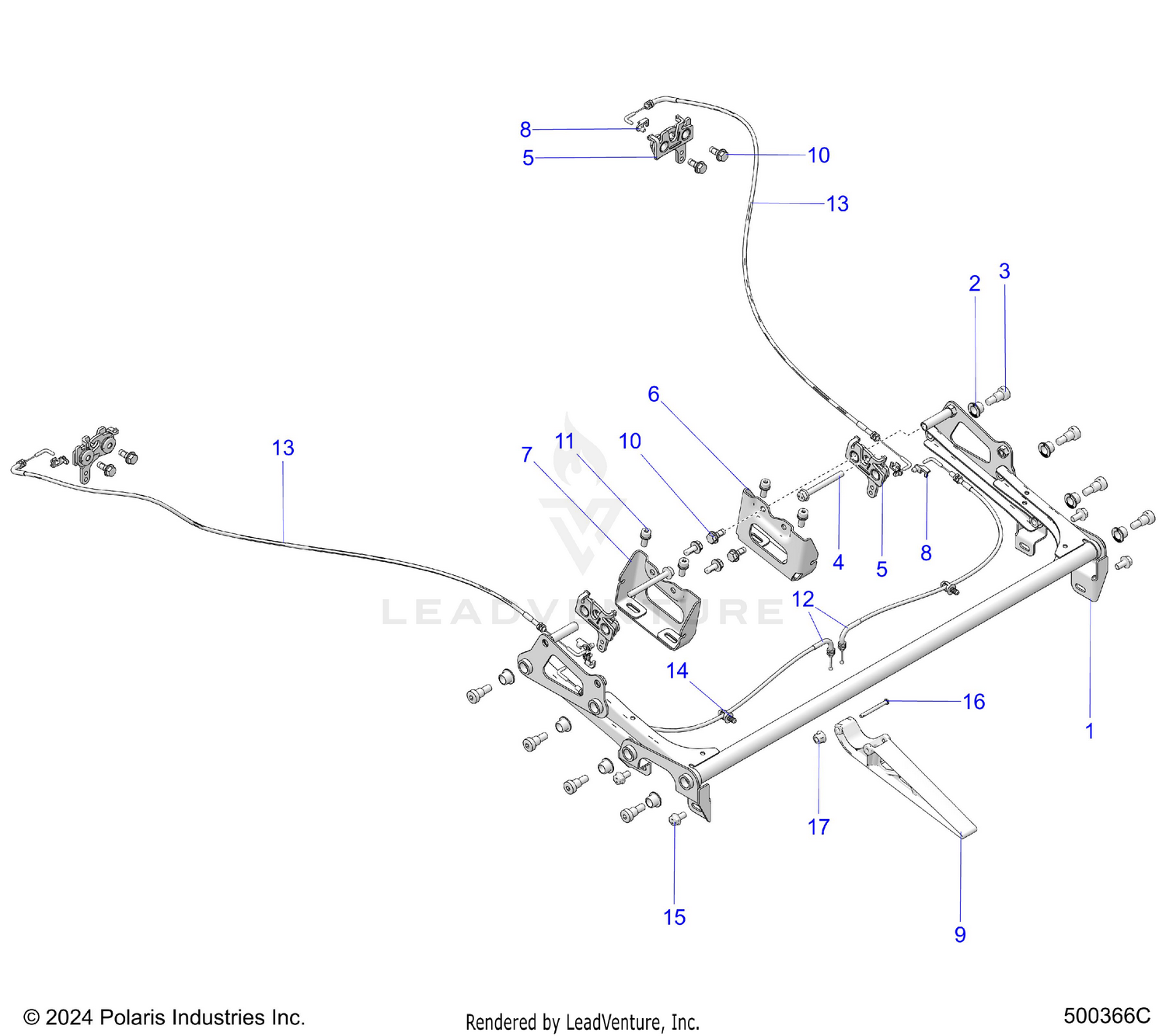 CHASSIS, HOOD HINGE CABLE ASM. - T26AAFGB/HB (500366C)