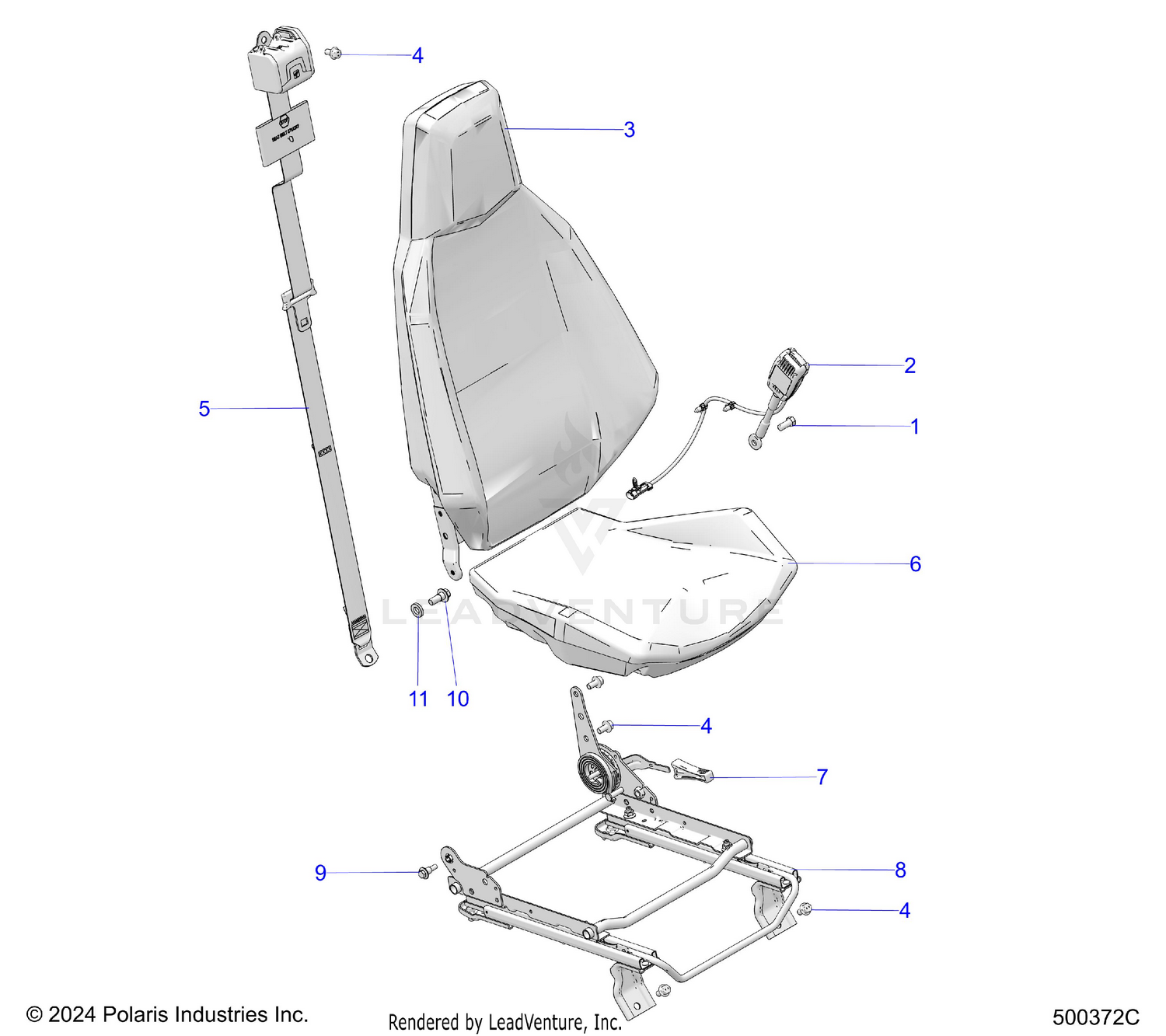BODY, SEAT (DRIVER) AND SEAT BELT MOUNTING - T26AATGD/HD (500372C)