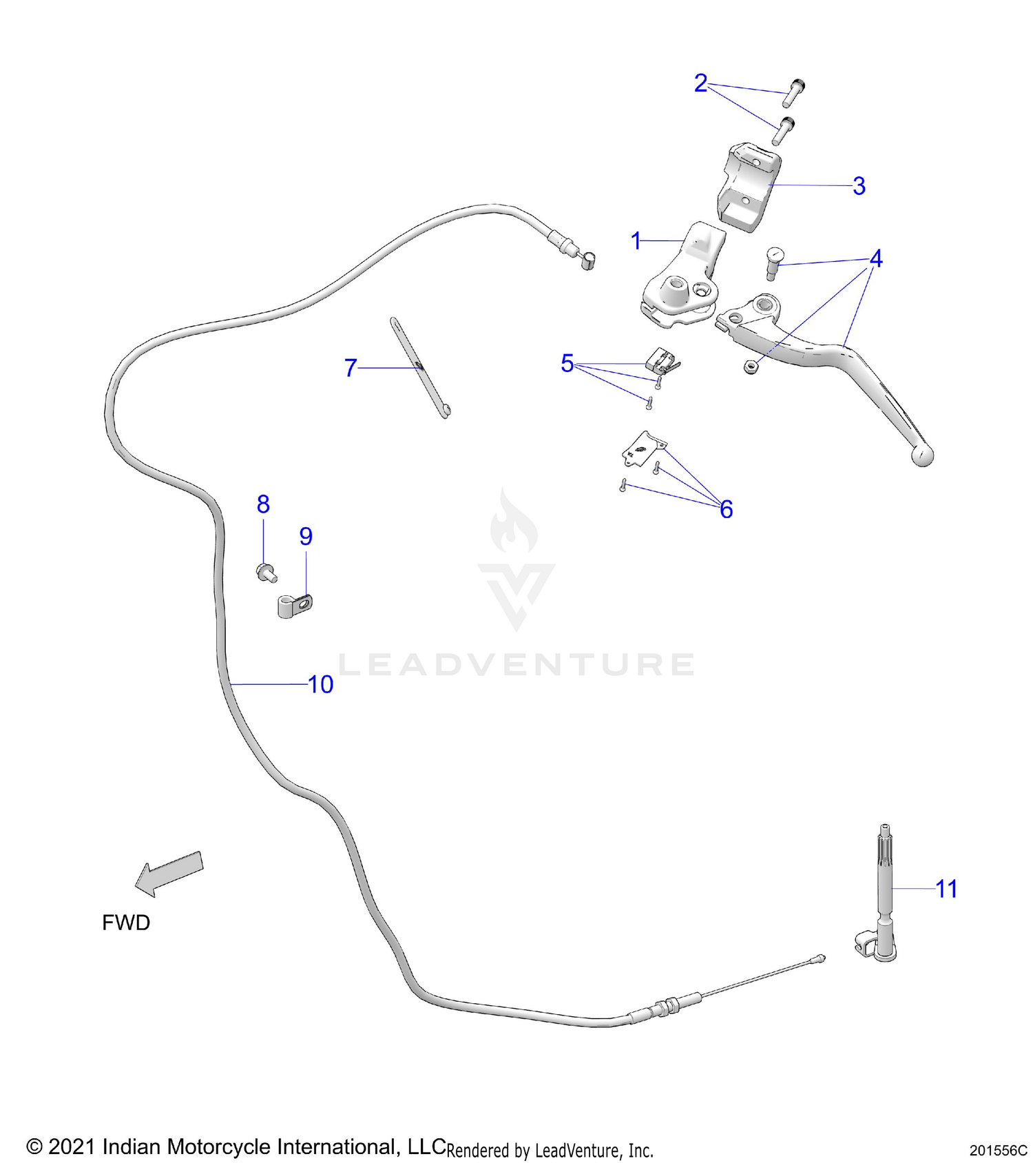 CONTROLS, CLUTCH LEVER and CABLE - N26LDVSS/LDXSS ALL OPTIONS (201556C)