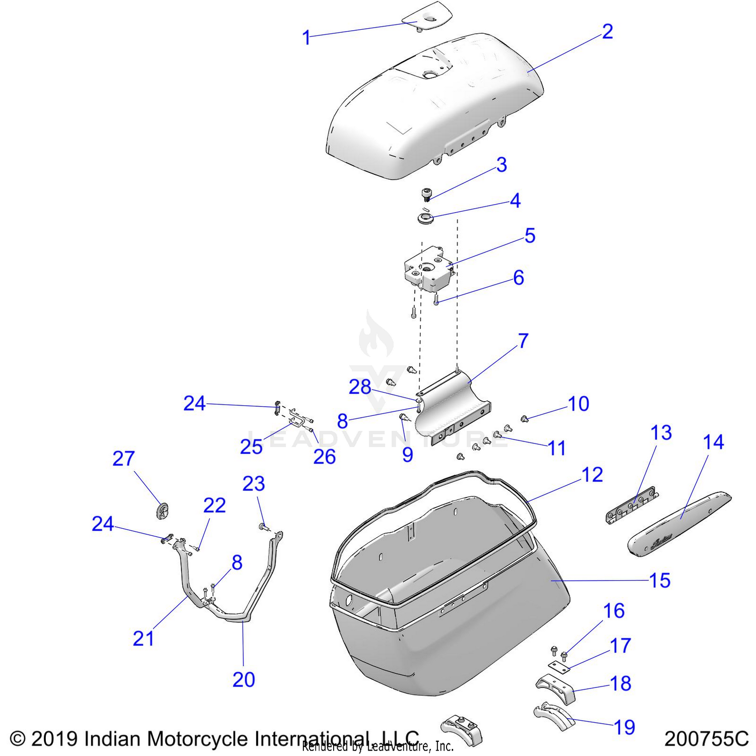BODY, SADDLEBAG ASM. - N22TCBAA ALL OPTIONS (200755C)