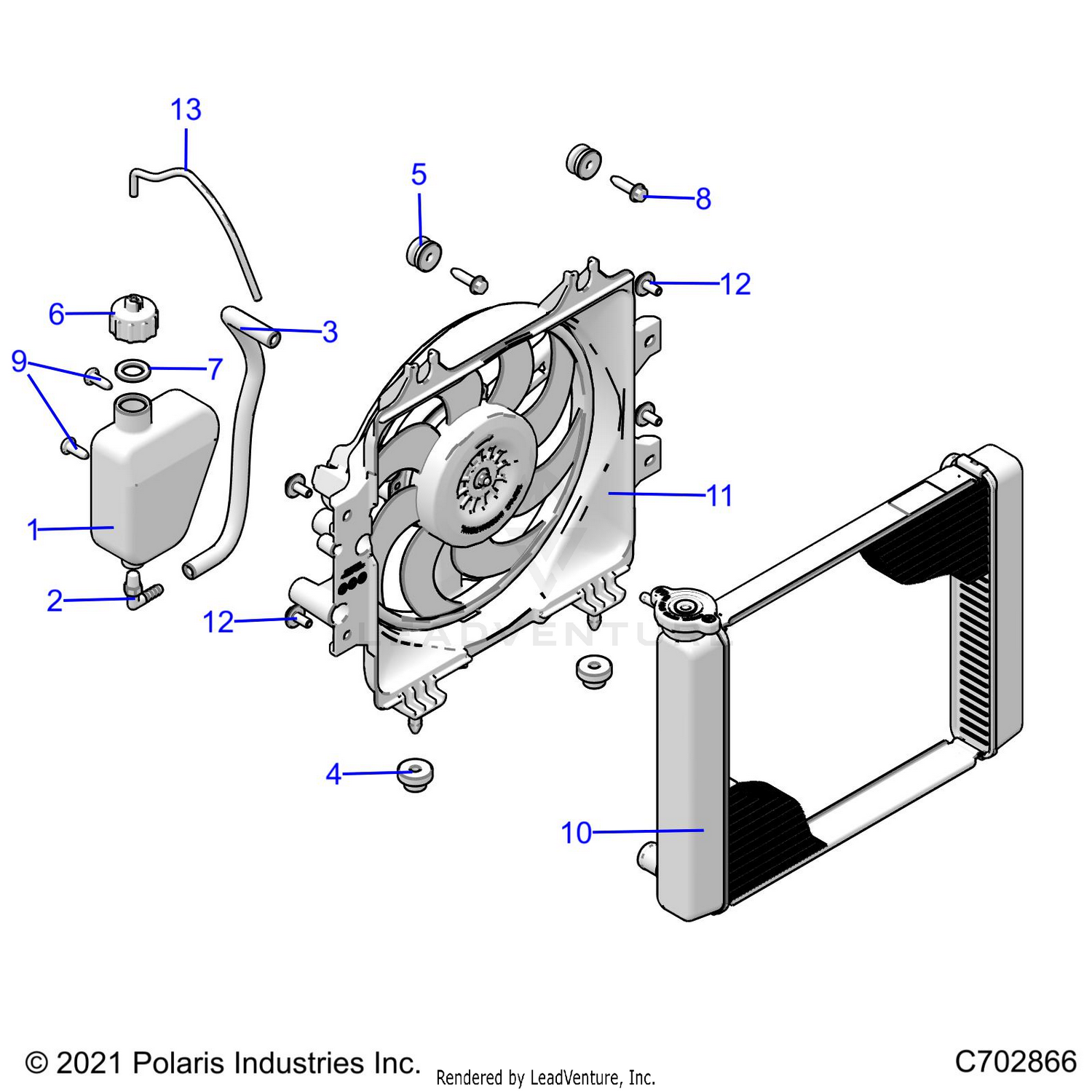 ENGINE, COOLING SYSTEM, RADIATOR, FAN & OVERFLOW BOTTLE - A26SDA57A7 (C702866)