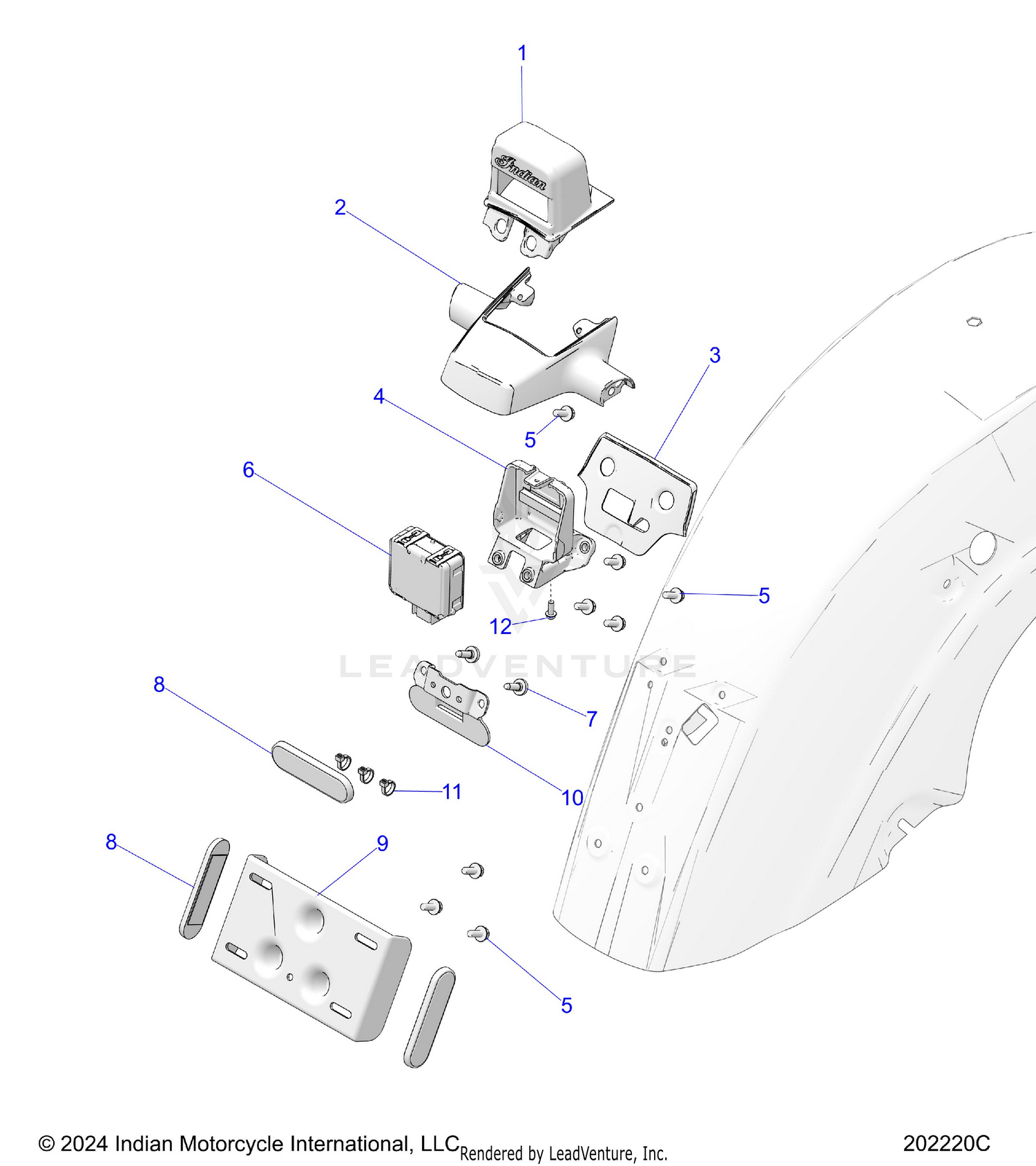 BODY, TAILLIGHT, LICENSE PLATE BRACKET (RIDER ASSIST) - N26LFVSS/LFXSS ALL OPTIONS (202220C)