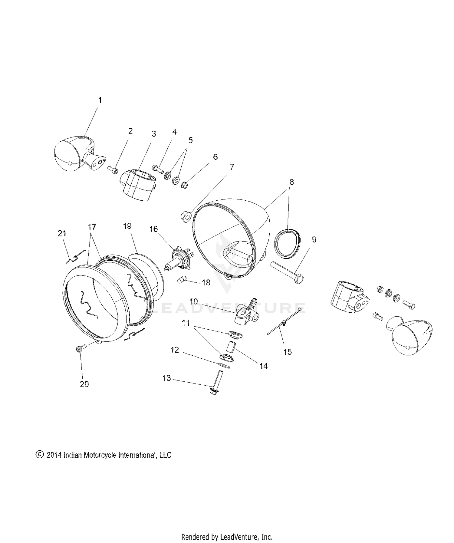 ELECTRICAL, HEADLIGHT and TURN SIGNALS - N22MSA11/MSB11 ALL OPTIONS (49INDIANHEADLAMP15SCOUT)