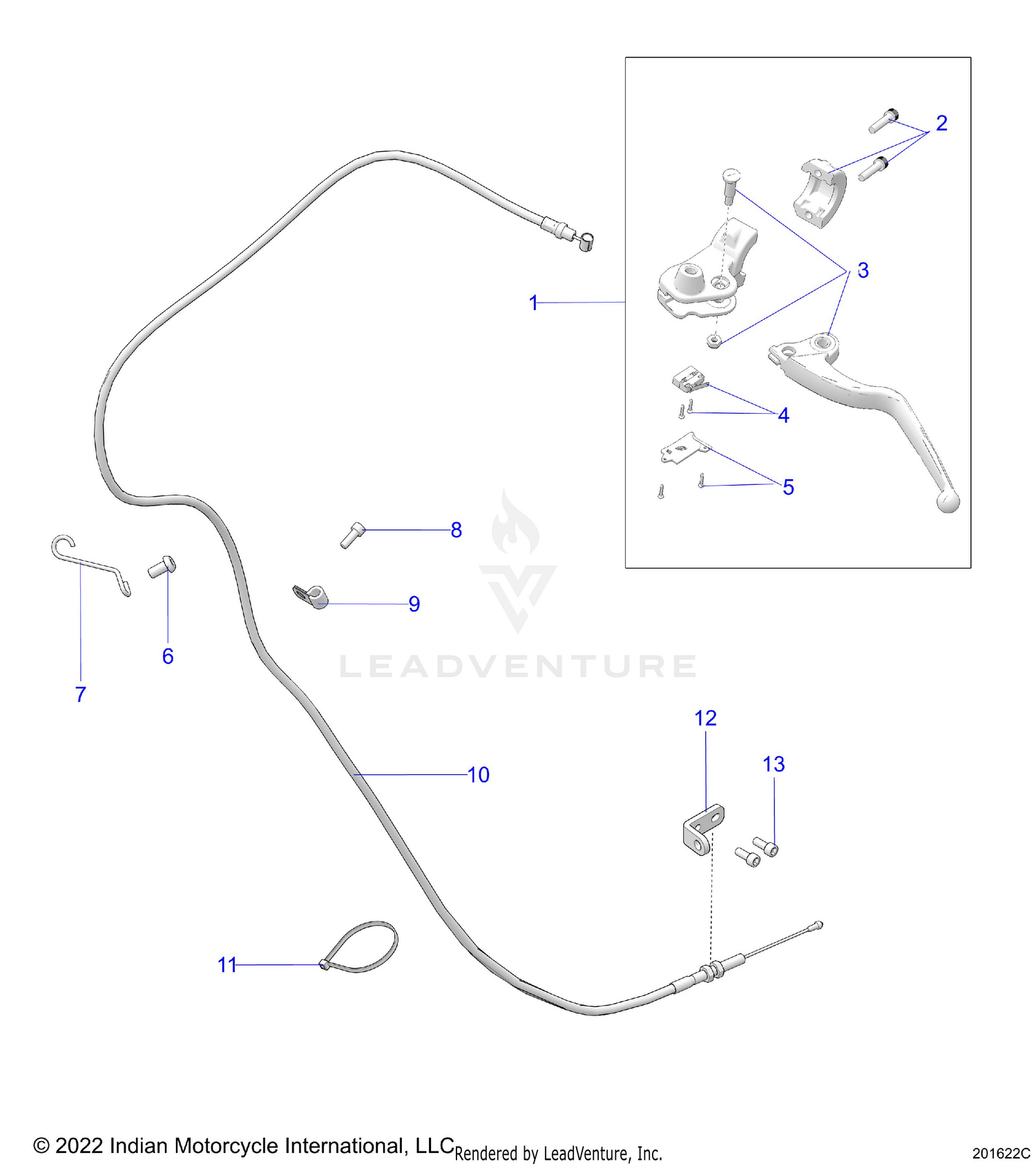 CONTROLS, CLUTCH LEVER and CABLE - N24TKDBB/TK9BB ALL OPTIONS (201622C)