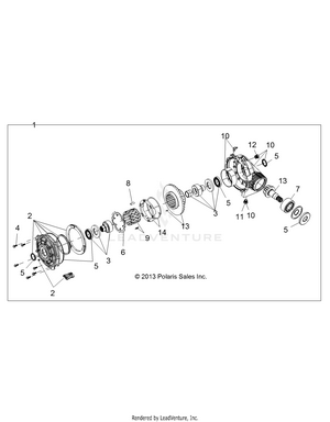 Drive Train, Front Gearcase - Z16vde99fm/nm (49rgrtrans14rzr1000) Schematic