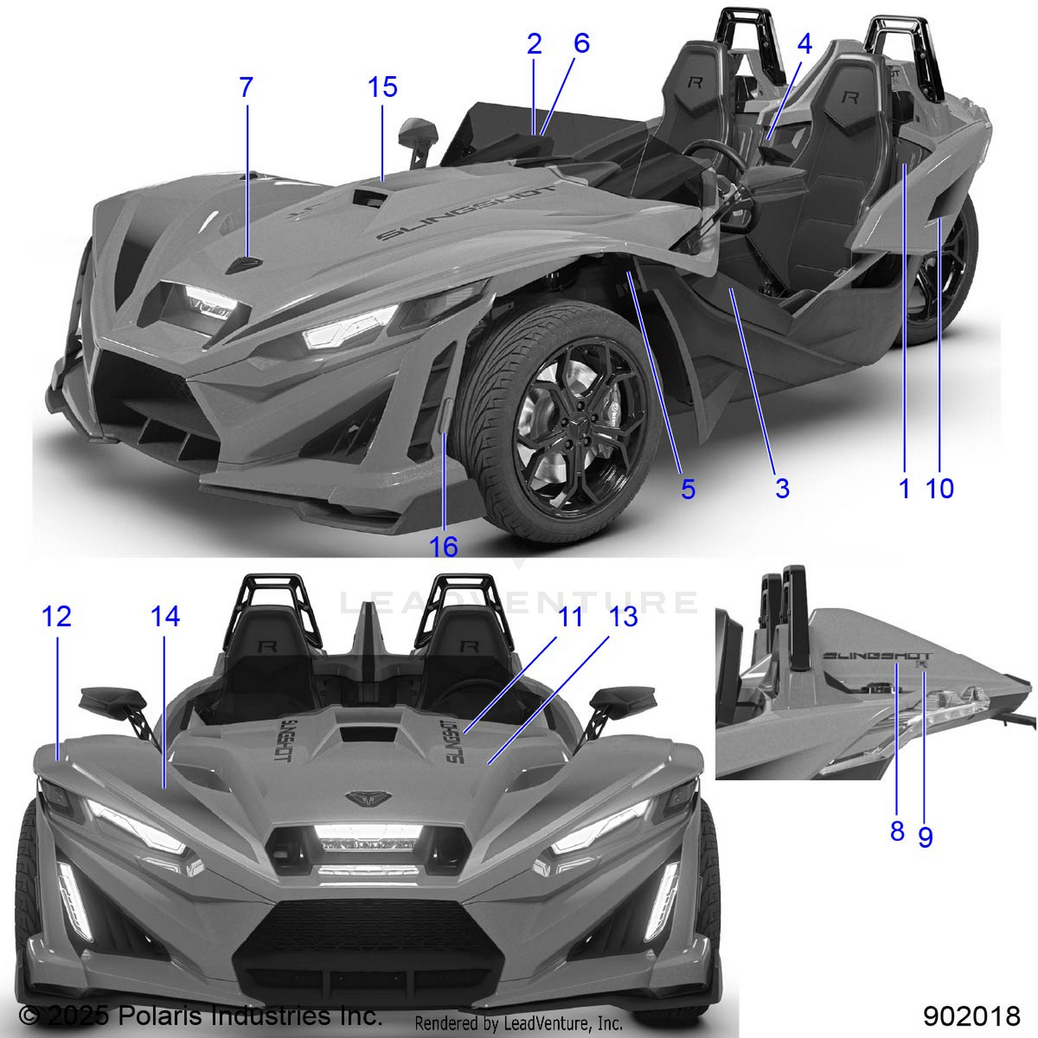 BODY, DECALS AND BADGES (RADIANT GRAY & INDY RED) - T26AARGBAS/BS/CS/HBAS/BS/CS (902018)