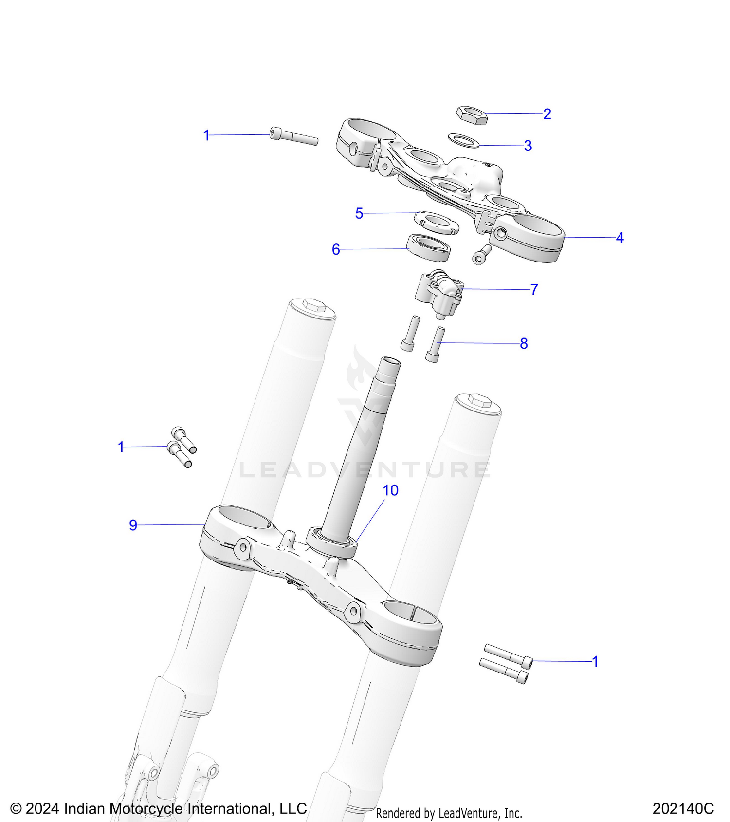 STEERING, UPPER AND LOWER CLAMPS - N26LCRRR ALL OPTIONS (202140C)
