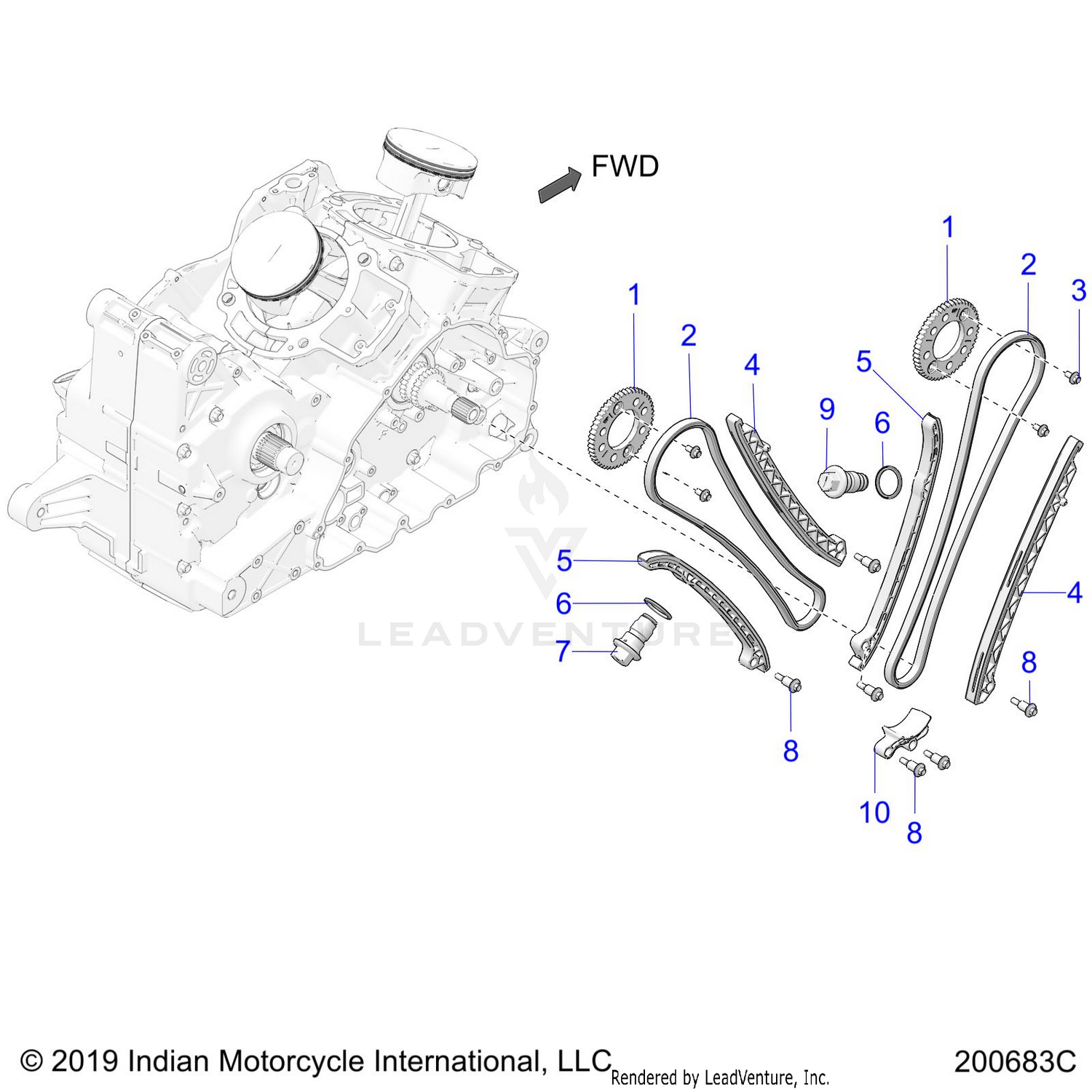 ENGINE, CAM CHAIN and SPROCKETS - N26LD0RR ALL OPTIONS (200683C)