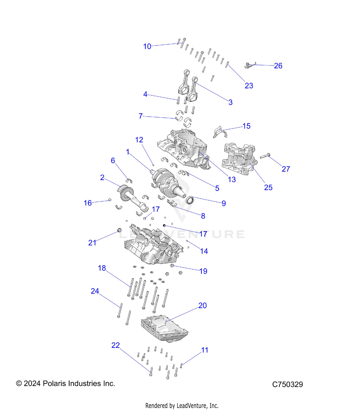 ENGINE, CRANKCASE AND CRANKSHAFT - Z26ASE99P5 (C750329)