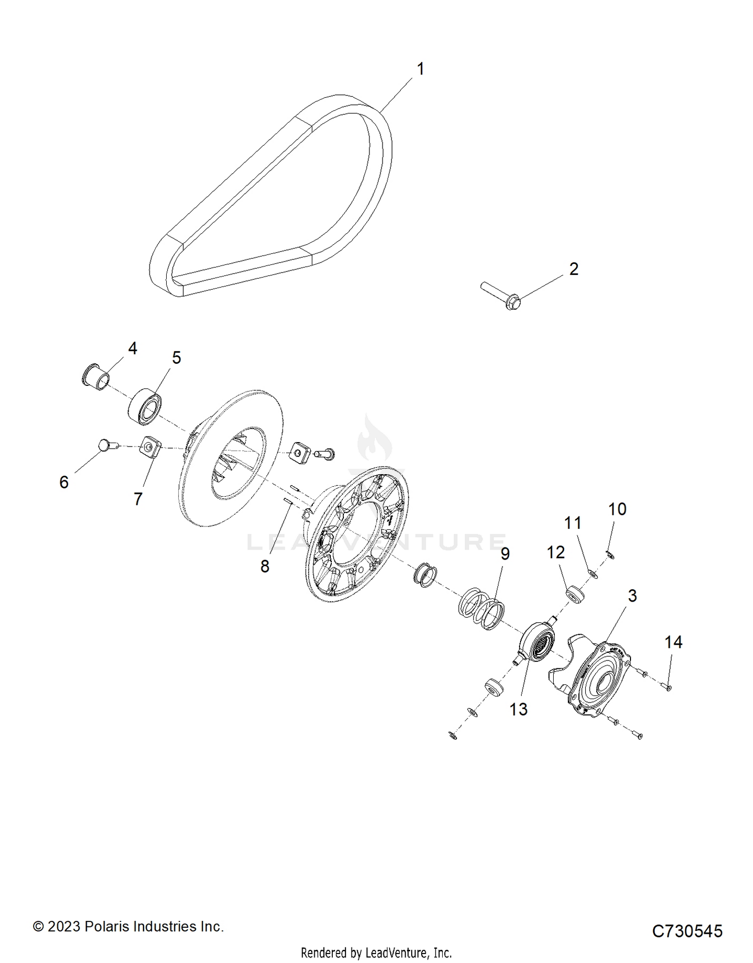 DRIVE TRAIN, SECONDARY CLUTCH - G22GXD99AC/AJ/BC/BJ (C730545)