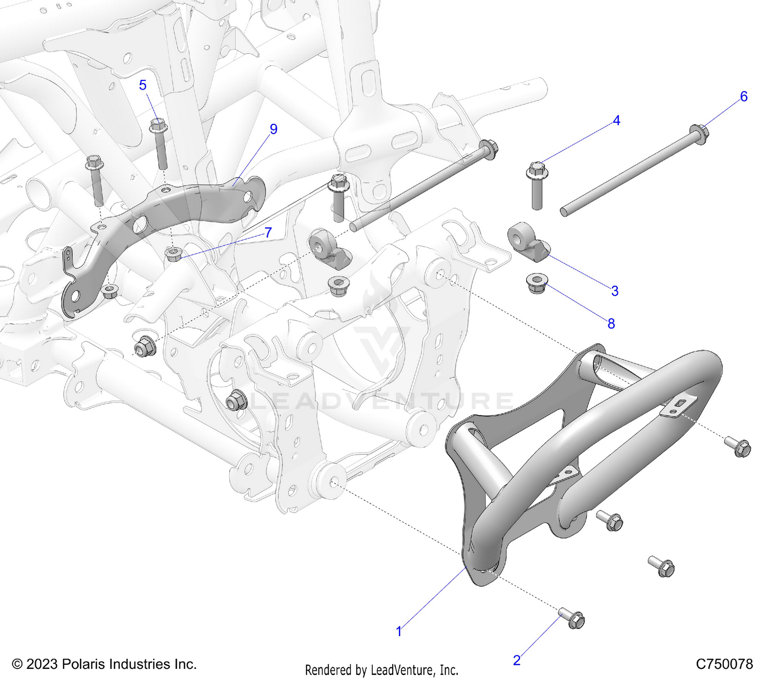 CHASSIS, FRONT GEARCASE AND BUMPER MOUNTING - Z26RPK2KAR/BR/AV/BV/AC/BC/AJ/BJ (C750078)